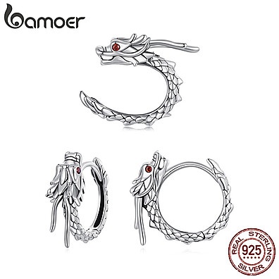 Brincos Prata 925 Dragão Bamoer: Elegância Vintage