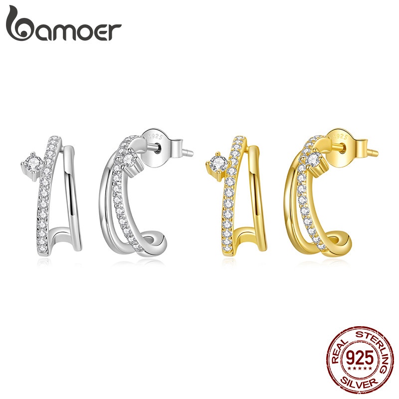 Brincos Prata 925 Moissanite Bamoer: Elegância Antialérgica