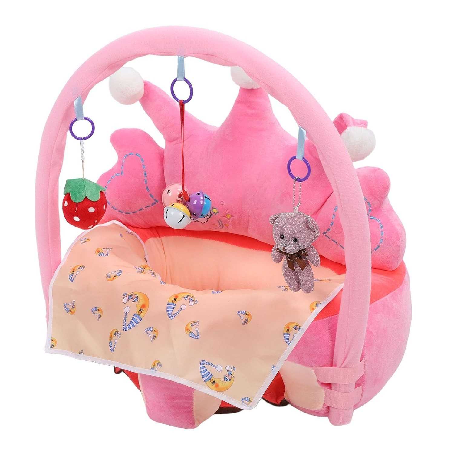 Assento de Apoio para Bebê em Forma de Coroa - Conforto Ergonômico com Brinquedos de Atividades