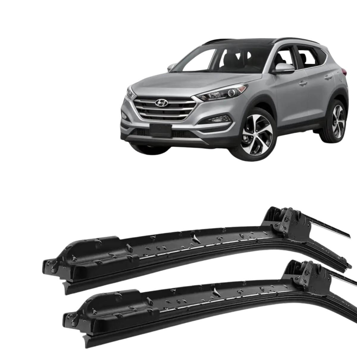 Par de Palhetas Limpador Para-Brisa Silicone Tucson 2004-2019 - Limpeza Impecável!