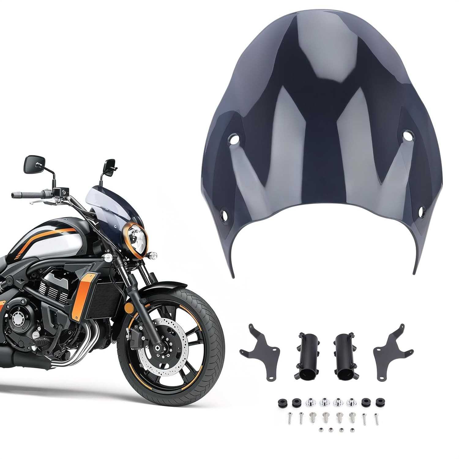 Carenagem de Para-brisa para Kawasaki Vulcan S 650 VN650 (2015-2024) - Estilo e Proteção Cinza Manchado
