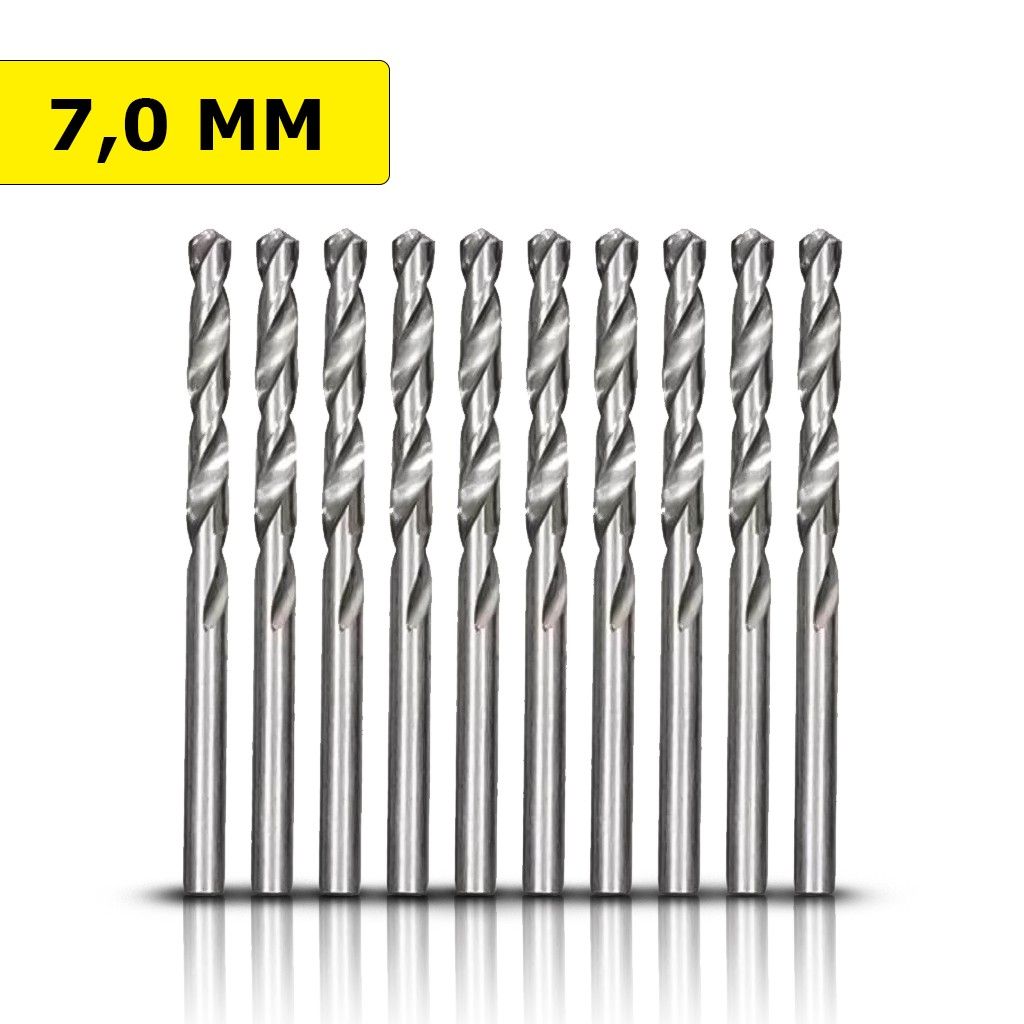 Brocas Aço Rápido 7mm MTX: Kit 10 Unidades