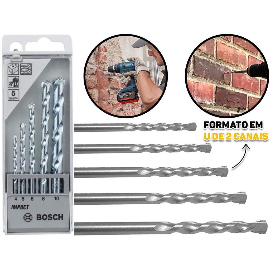 Brocas para Concreto Bosch: Kit 5 Peças Resistente