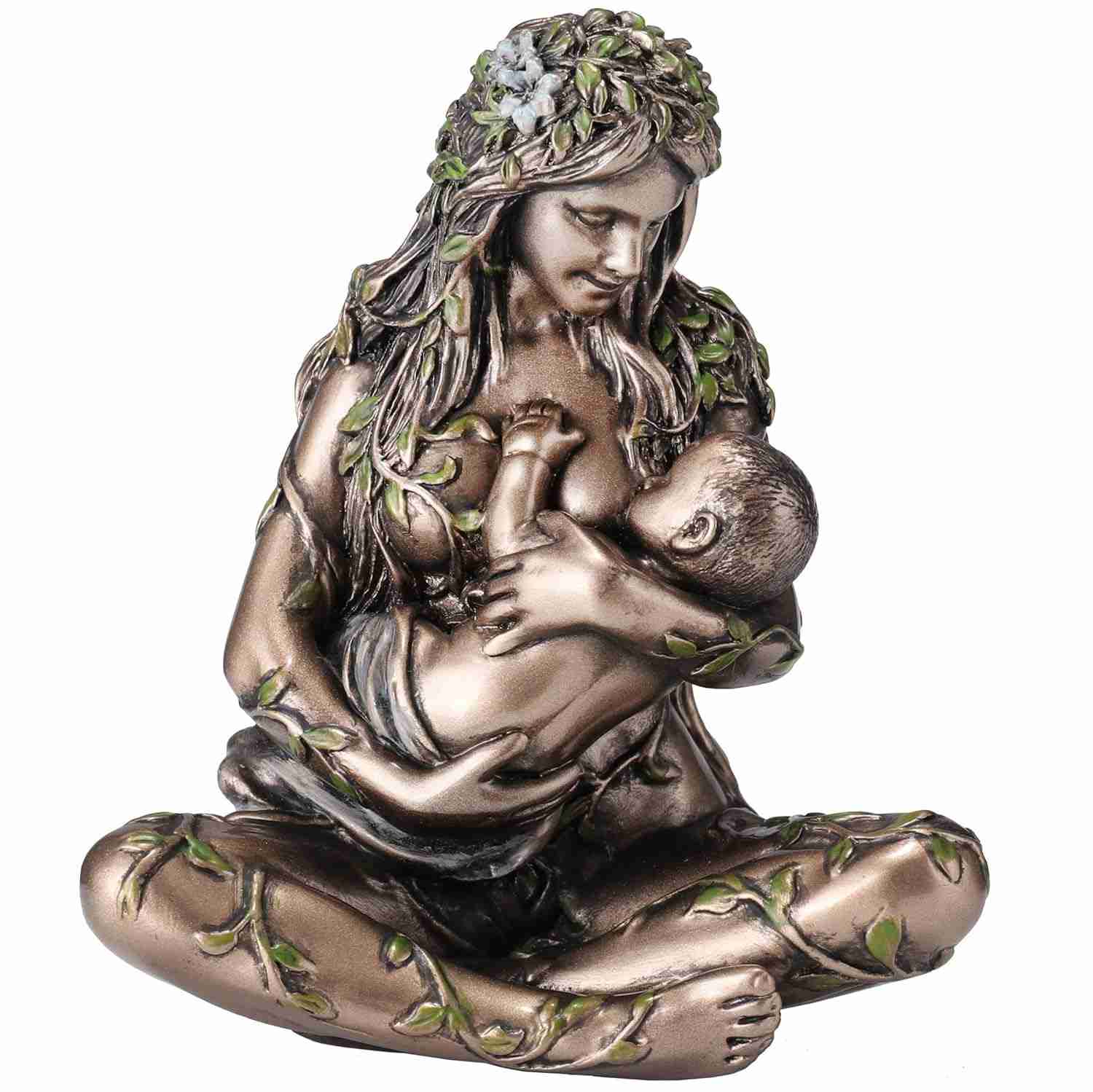 Escultura em Miniatura Mãe Terra Gaia - 11cm Bronze Pintado à Mão | Decoração Exclusiva e Presente Premium