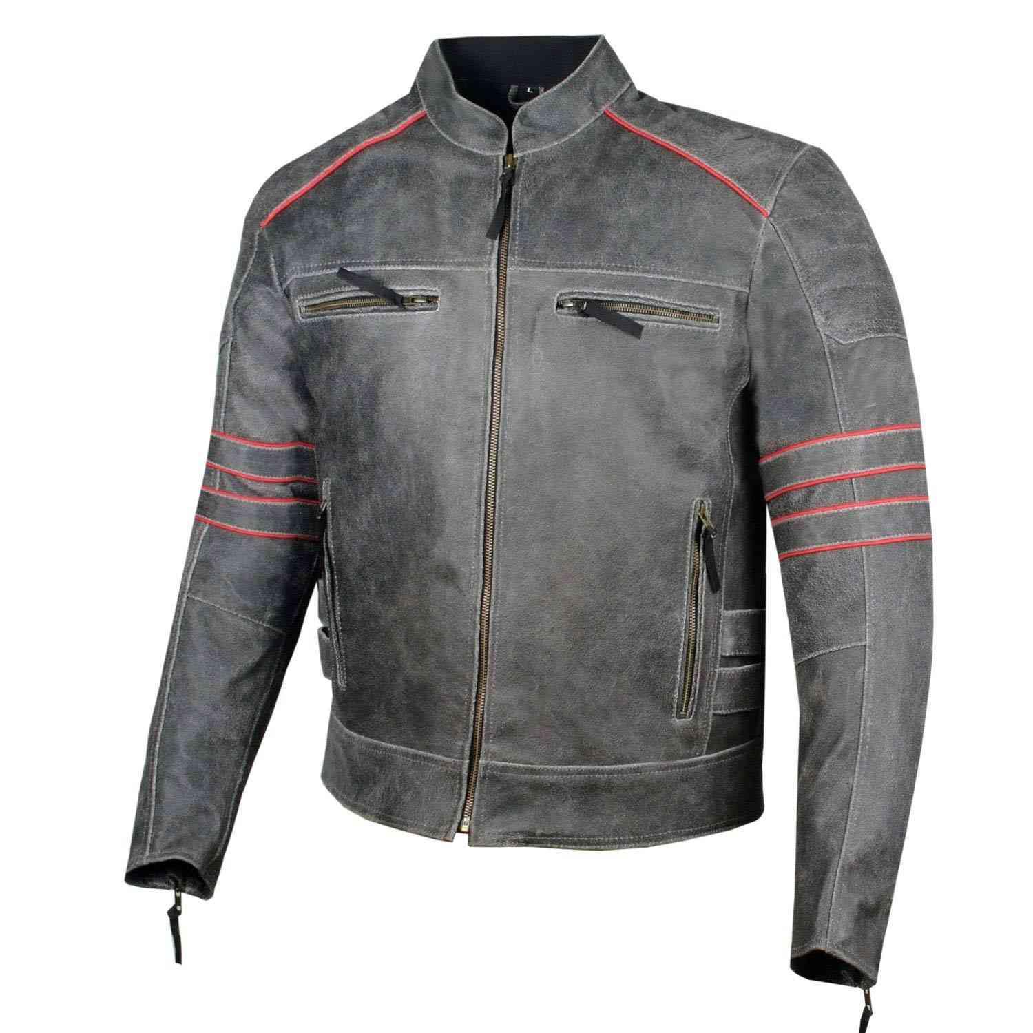 Jaqueta masculina Brotherhood de couro clássico, jaqueta de motociclista vintage ventilada removível CE Armor