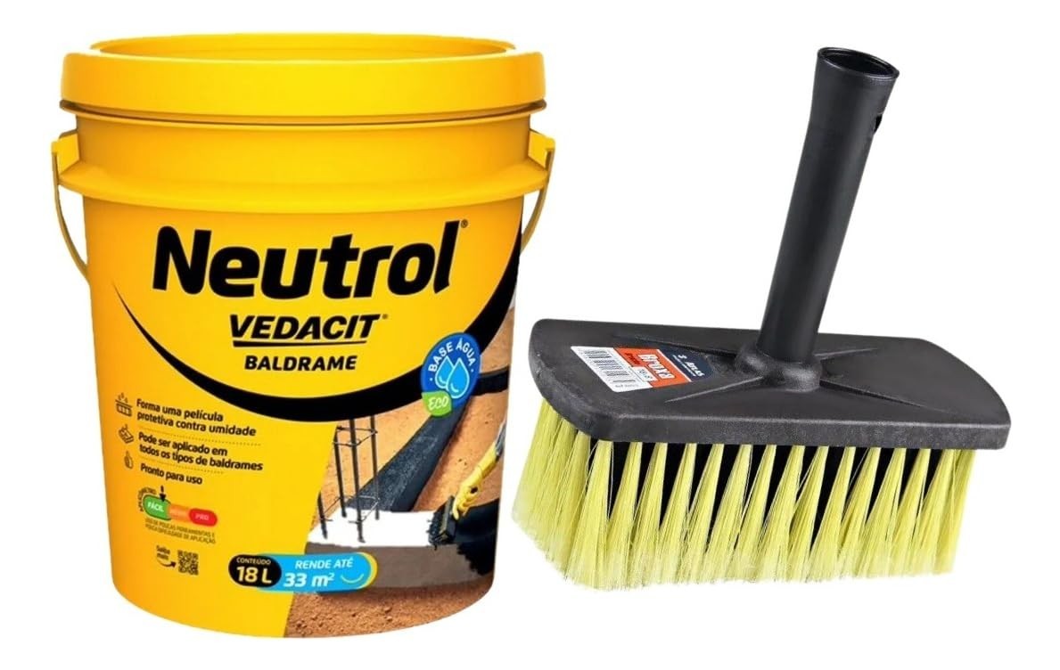 Kit Neutrol Base Agua Baldrame Vedacit 18l + 1 Broxa Atlas