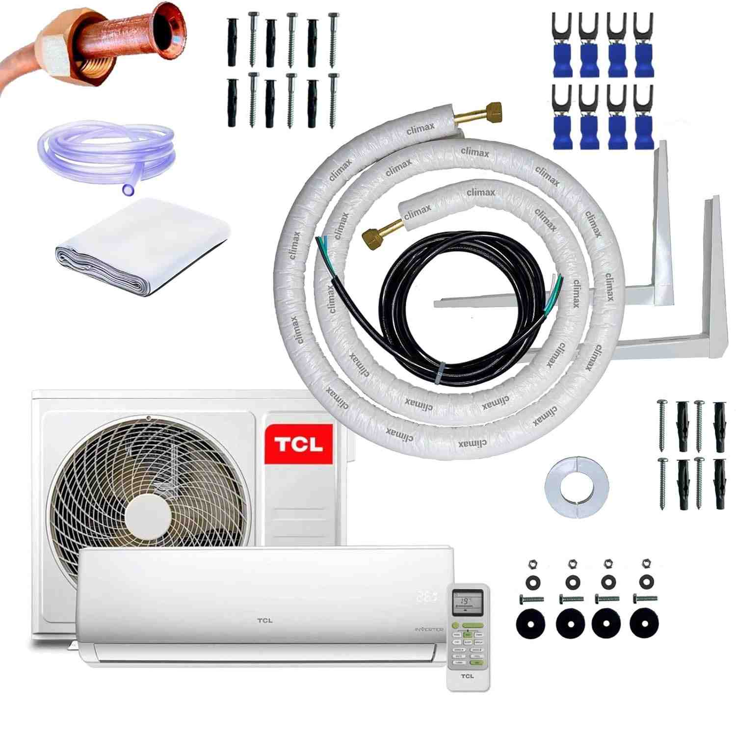 Kit Completo para Instalação de Ar-Condicionado Split Inverter 12000 BTUs - 3m com Suporte