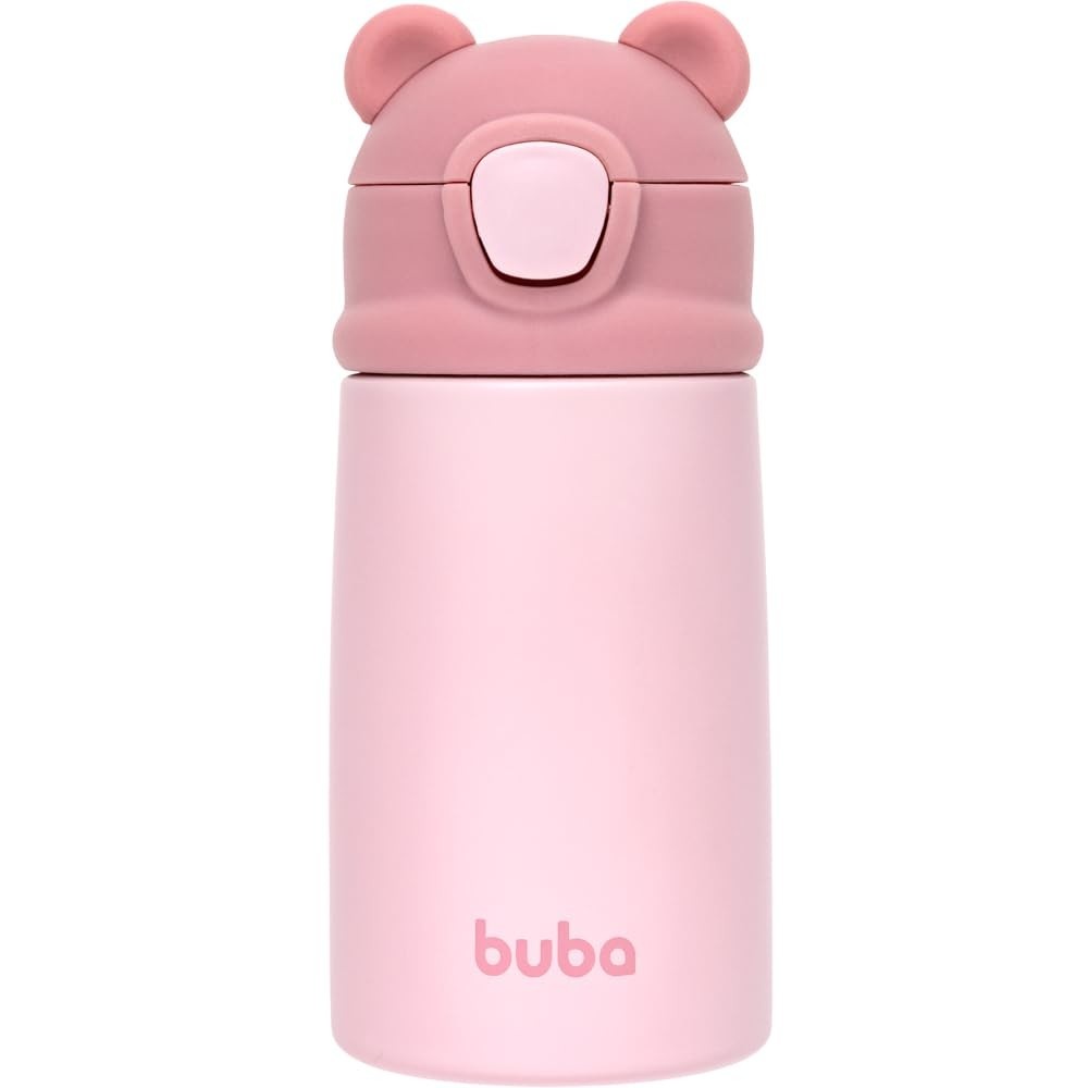 Copo Térmico Buba Ursinho Rosa - Parede Dupla para Bebês e Crianças