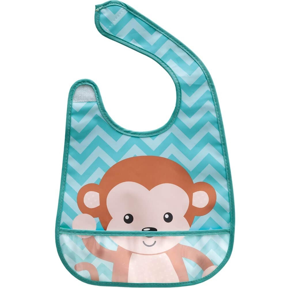 Buba Babador Animal Fun - Macaco Colorido | Impermeável com Bolso e Design Divertido