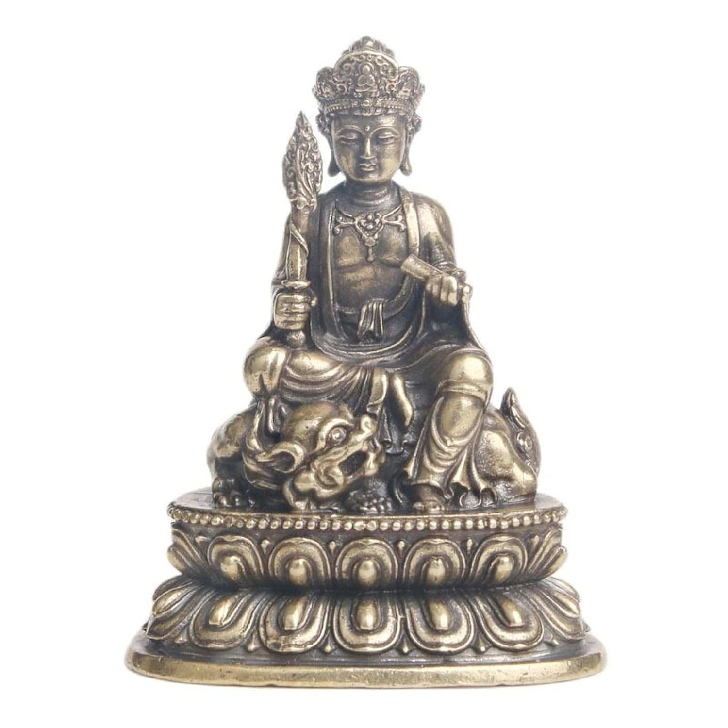 Estátua de Buda em Cobre - Miniatura Manjushri para Mesa, Estudo e Decoração Espiritual