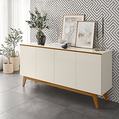Buffet 4 Portas Ares: Elegância Off White