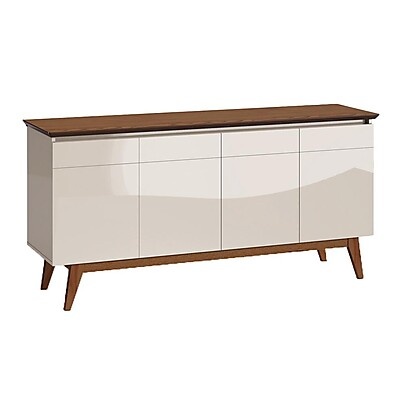 Buffet Classic 4 PT Off White e Freijó Touch – Elegância e Espaço na Sala