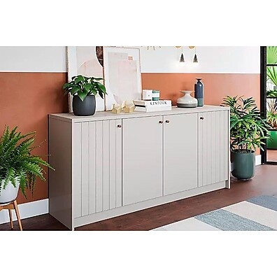 Buffet Lia 4 Portas Off White – Elegância e Espaço na Sua Sala