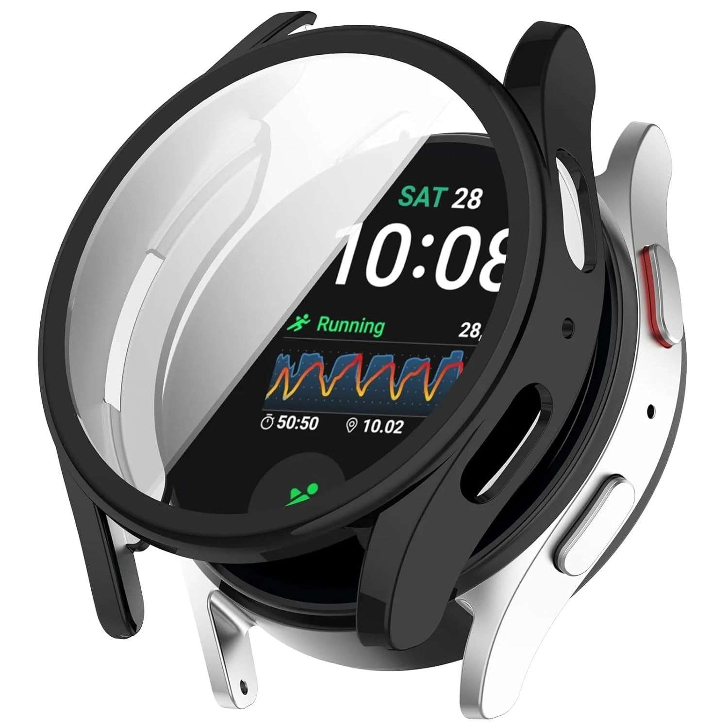 Capa Bumper Protetora Preta com Película para Galaxy Watch 7 40mm: Segurança e Estilo!