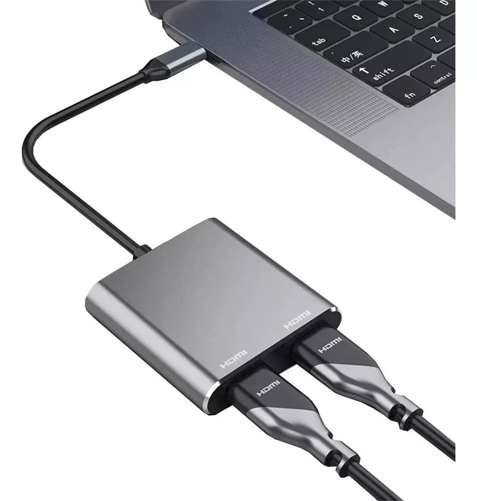 Adaptador USB-C para 2x HDMI 4K: Expanda sua Produtividade com Múltiplos Monitores!