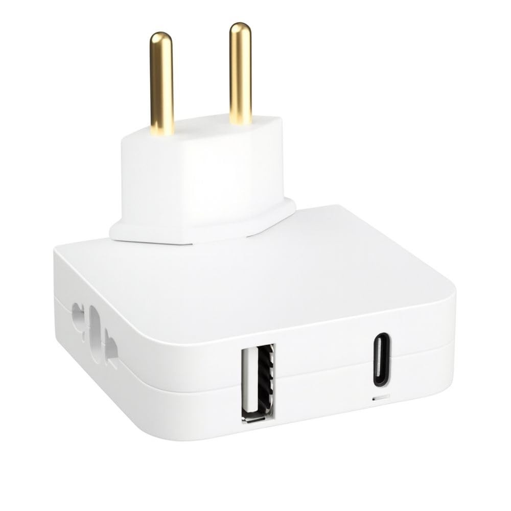 Adaptador Tomada Articulado com USB-C e USB: Carregue 4 Dispositivos + Design Compacto
