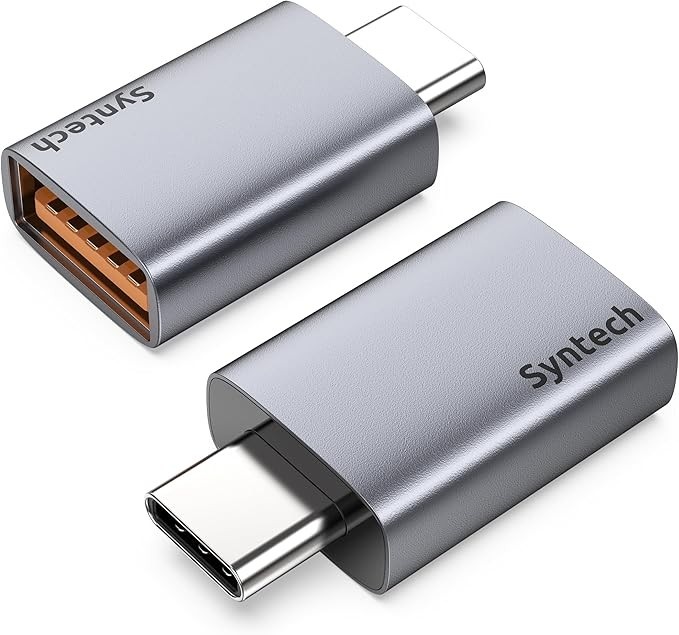 Syntech Adaptador USB C para USB (pacote com 2), 10 Gbps USB3.2 Geração 2 cabe lado a lado, adaptador tipo C macho para fêmea A 3.2 compatível com dispositivos iPhone 17 16 Pro Max/iPad/iMac/MacBook