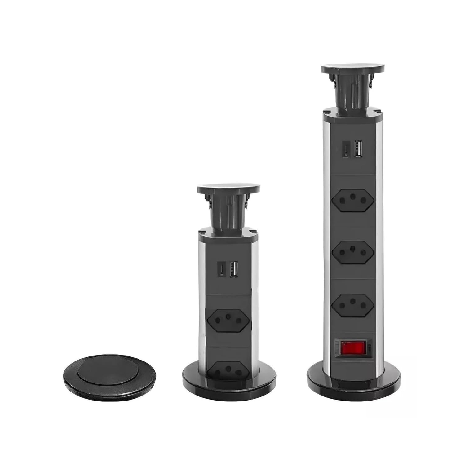 Torre Extensora Retrátil AMOREJA: 3 Tomadas + USB-C | Organize e Carregue!