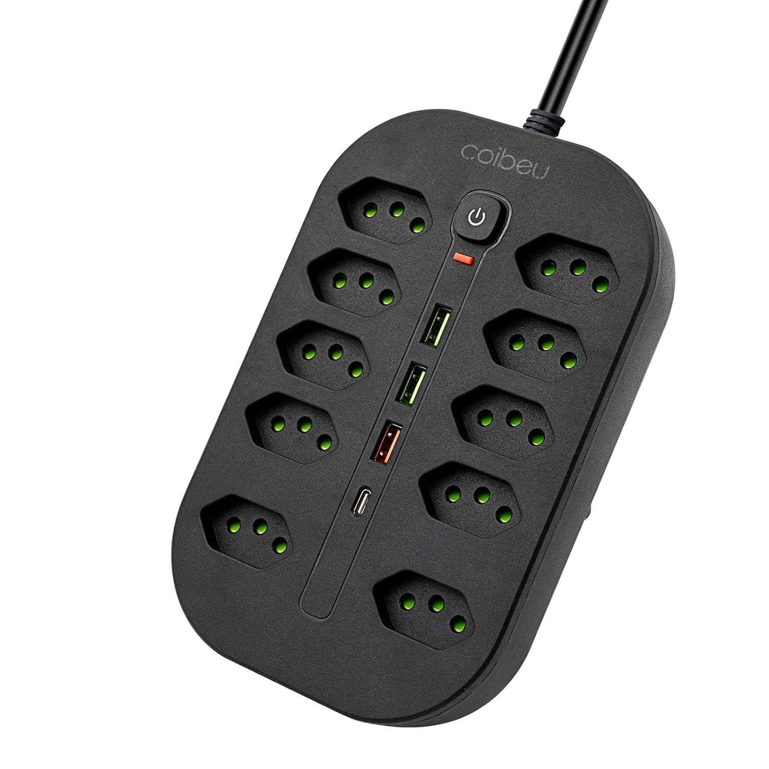 Régua de Energia Inteligente: 10 Tomadas + 3 USB + 1 USB-C | Segurança e Praticidade