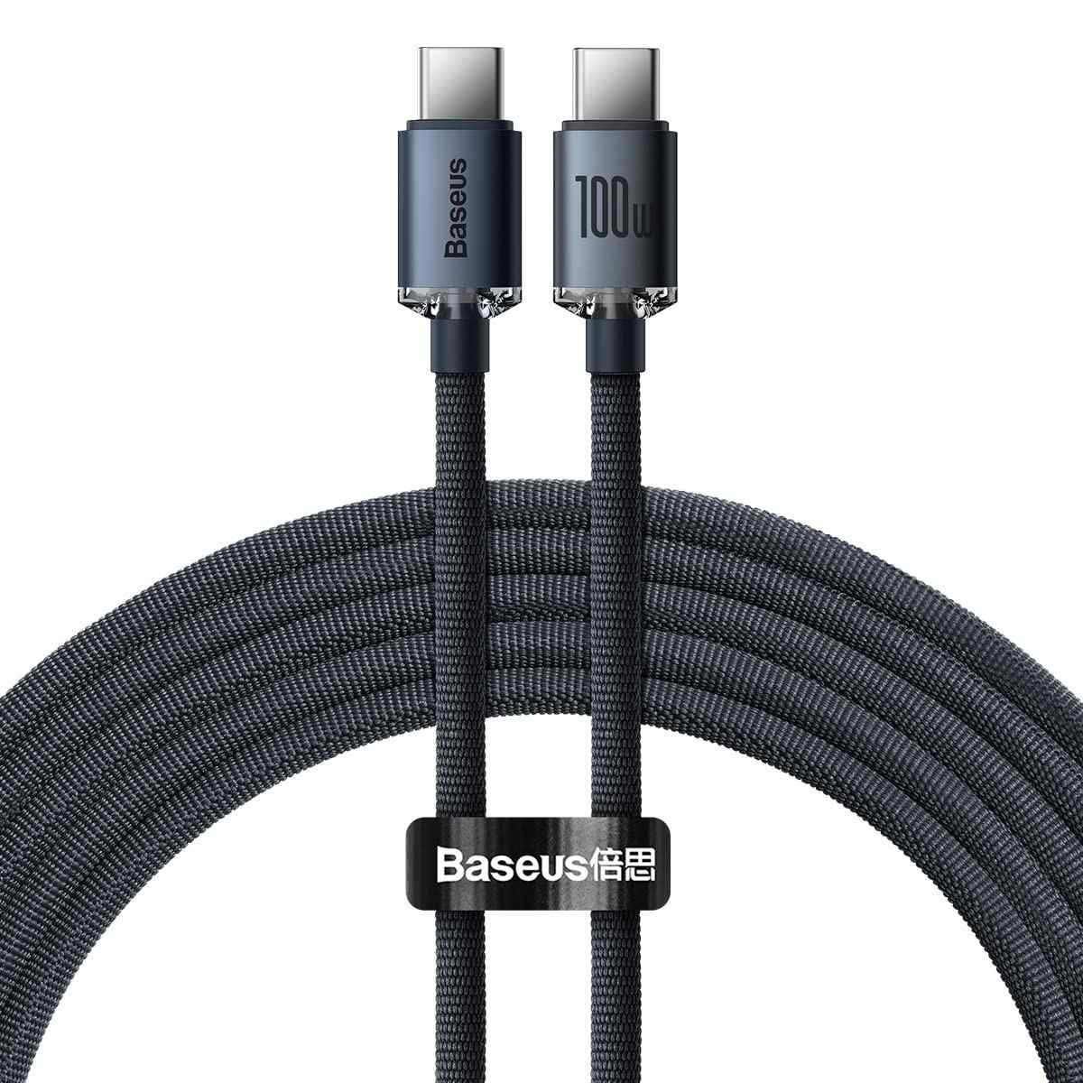 Cabo USB-C para USB-C Baseus Crystal Shine 100W: Carregamento Turbo e Durabilidade Premium