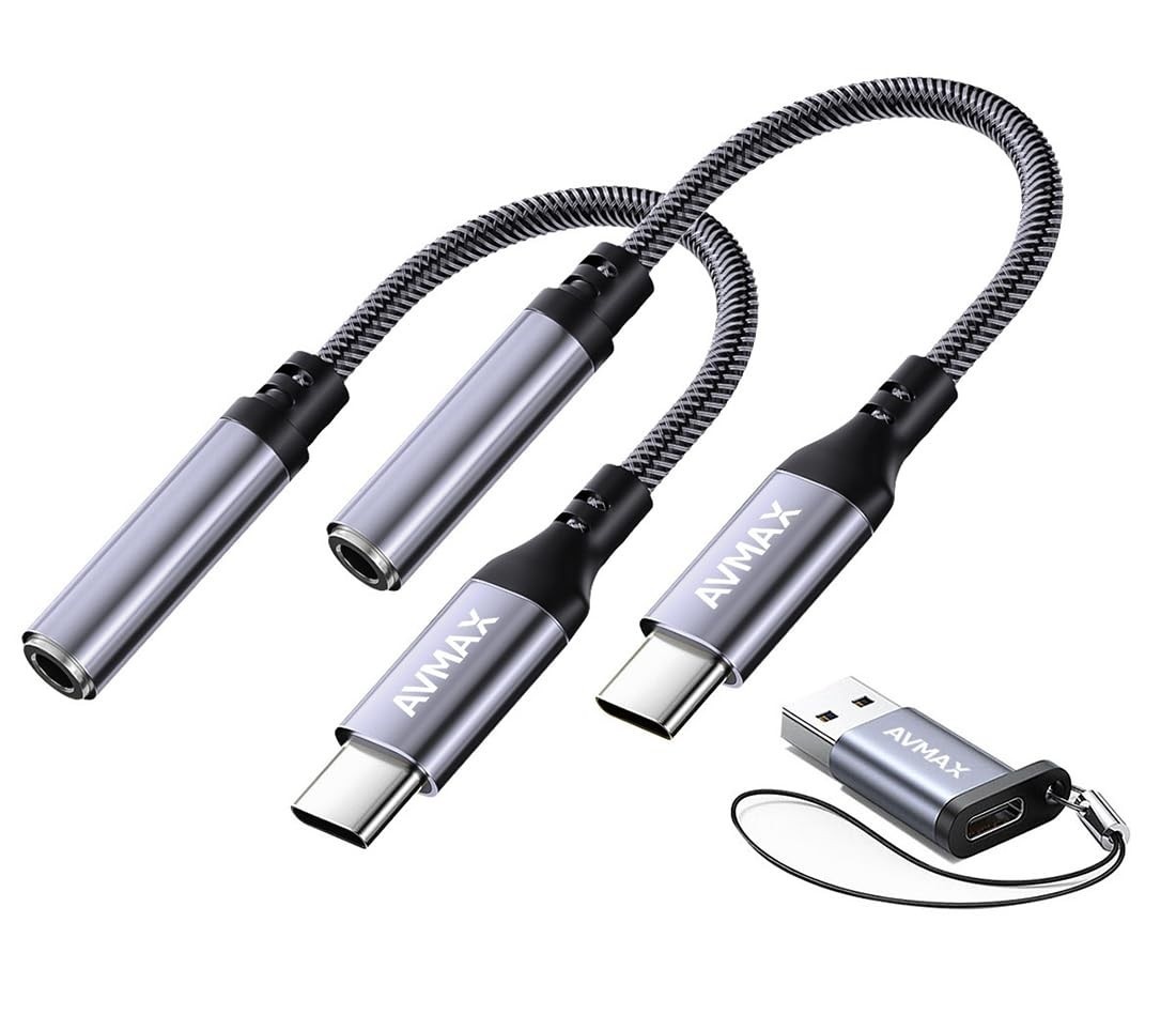 Adaptador USB C para P2 HiFi AVMAX (2 Unidades) - Som Imersivo e Conexão Universal