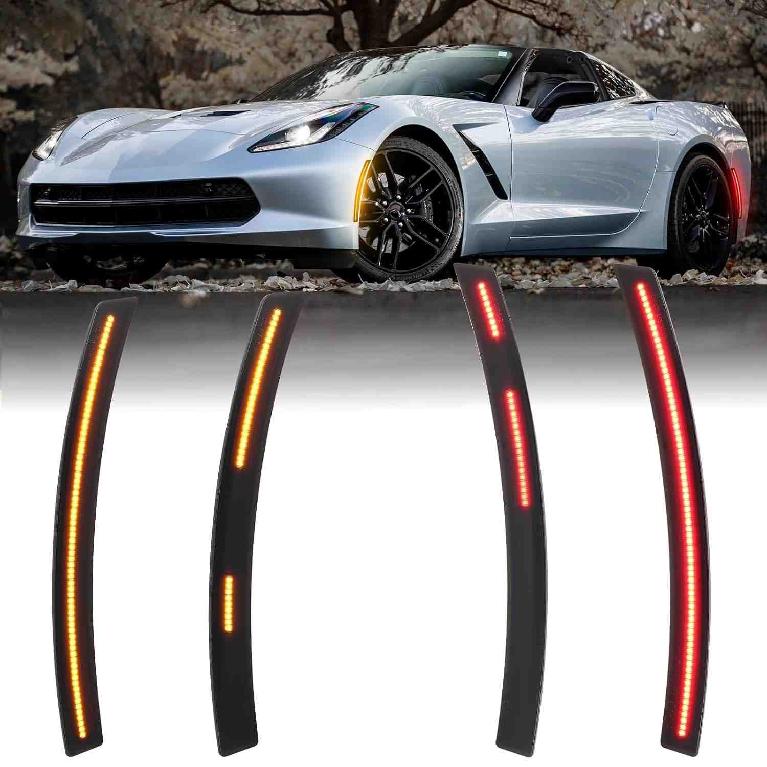 Luzes LED Âmbar Dinâmicas para Chevy Corvette C7 (2014-2019) - Lente Fumê 4 Peças