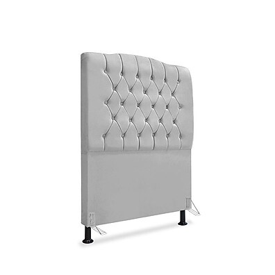 Cabeceira Box Solteiro 90 cm Dunas – Elegância em Veludo Cinza