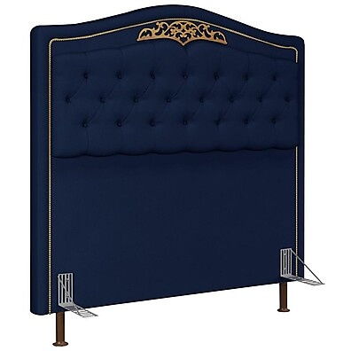 Cabeceira Cama Box Casal 140cm Azul com Tachas Imperiais