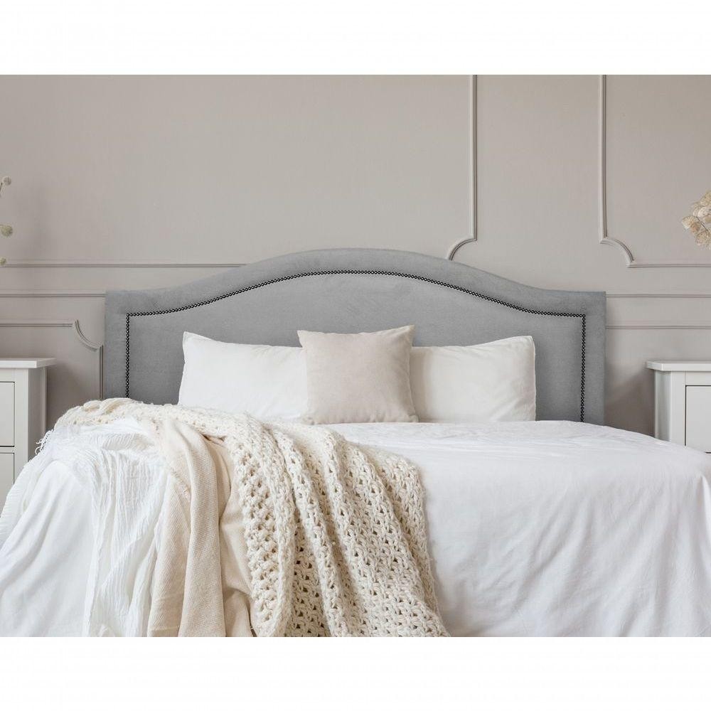 Cabeceira Casal Curva: Luxo e Conforto em Suede Cinza