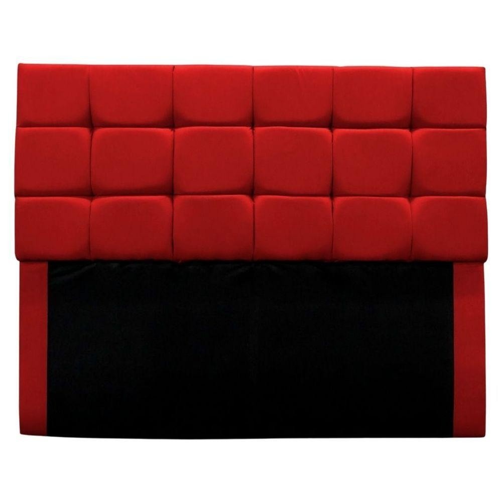 Cabeceira Estofada 140cm: Elegância em Suede Vermelho