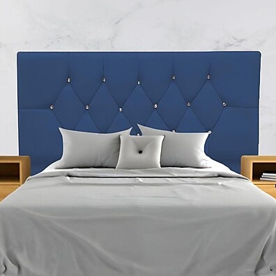Cabeceira Estofada 140cm: Suede Azul Marinho Nina