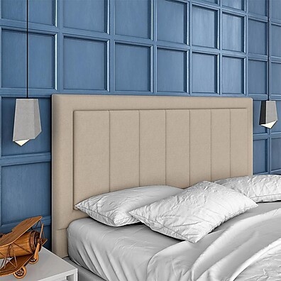 Cabeceira Estofada Queen Istambul Linho Bege – Elegância na sua Cama