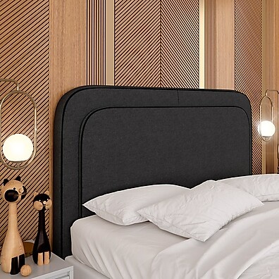 Cabeceira Estofada Queen Miami Linho Grafite – Elegância na sua Cama