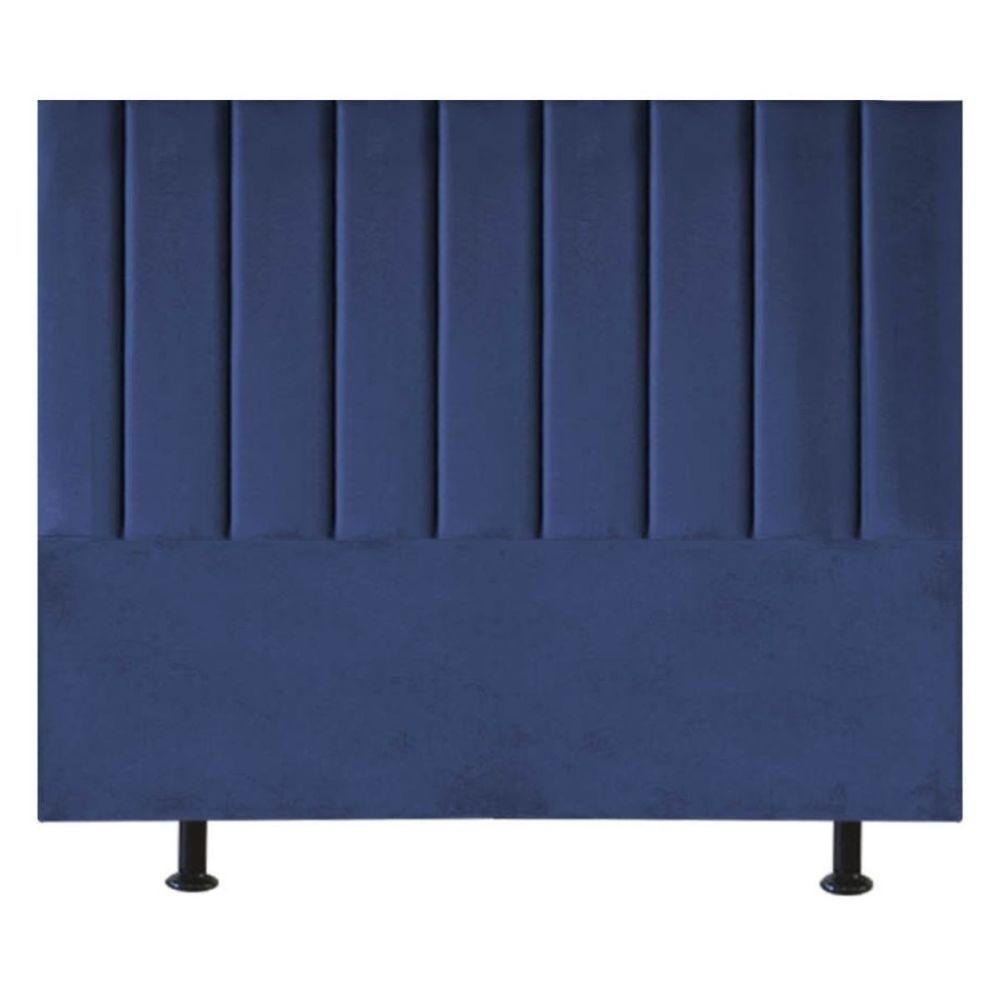 Cabeceira King Size Karla: Elegância em Suede Azul Marinho