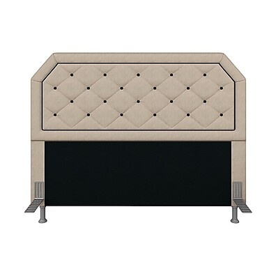 Cabeceira Queen Florença: Suede Bege/Preto Elegante
