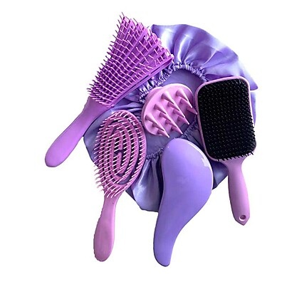Kit 6 Escovas + Touca de Cetim: Cuidado Completo para o Cabelo
