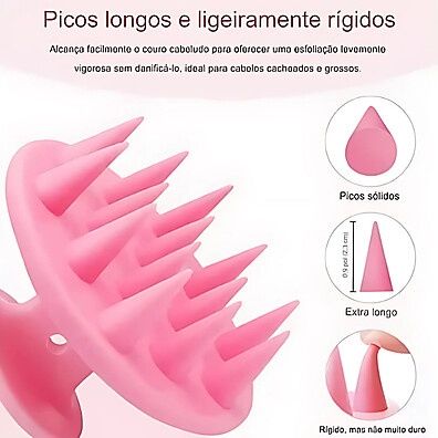 Kit 2 Escovas Massageadoras de Silicone para Cabelos