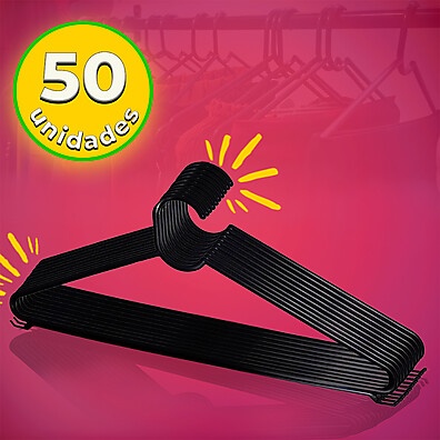 Cabides Reforçados: Kit 50 Unidades Antideslizantes 👕