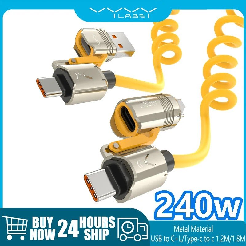 Cabo 4 em 1 Vyvylabs 240W: Carregue Rápido!
