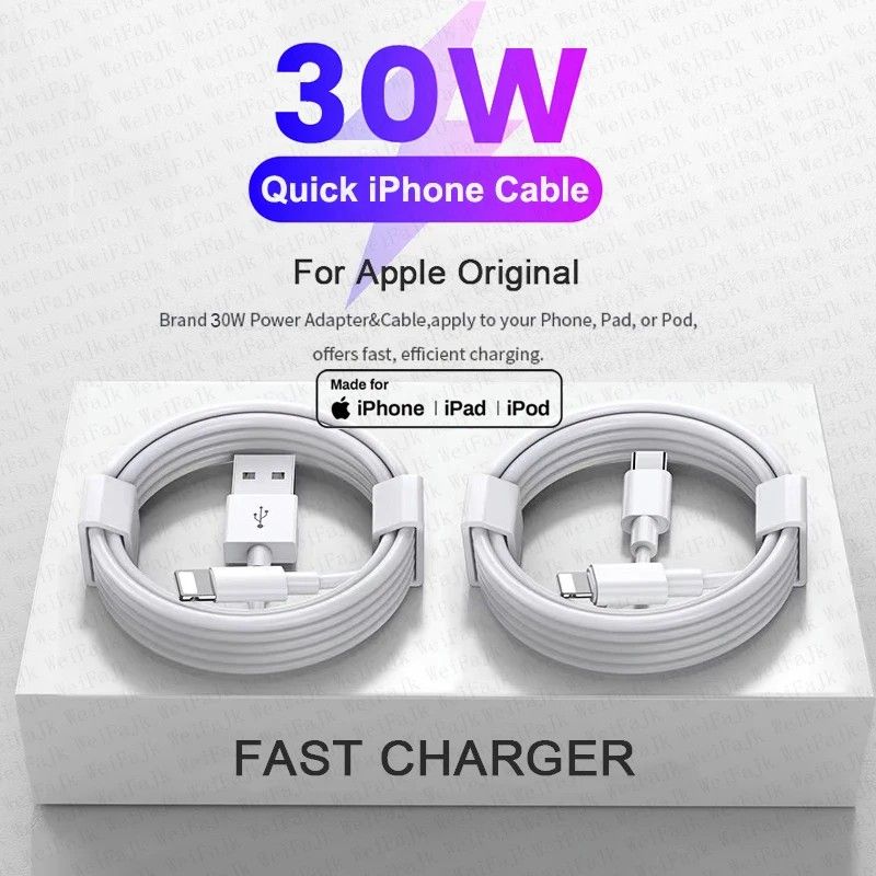 Cabo Apple 30W: Carregamento Turbo e Dados Seguros