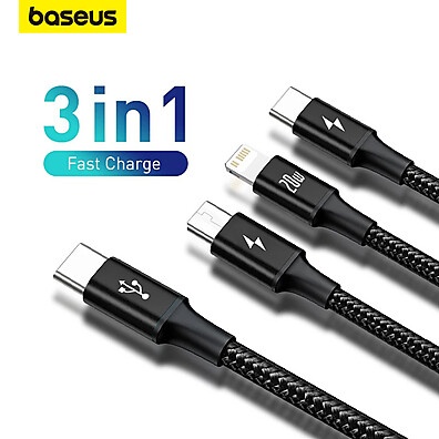 Cabo Baseus 3x1: Carregue Rápido Seus Dispositivos!