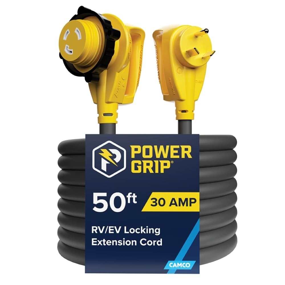 Cabo de Extensão Power Grip 50ft 30A RV/EV com Trava 90° - Potência Confiável e Segura