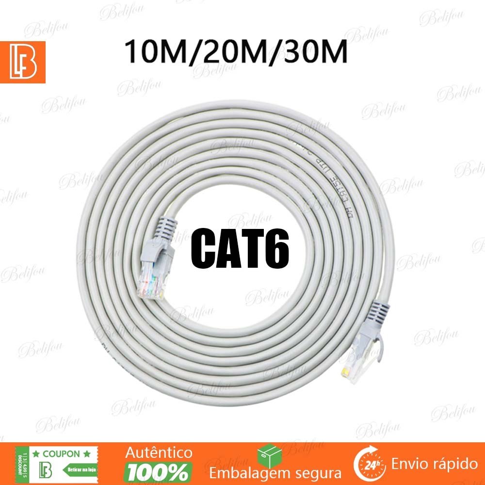Cabo de Rede CAT6 10M/20M/30M: Conexão Rápida e Confiável!