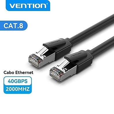 Cabo Ethernet Vention Cat8 40Gbps – Velocidade Extrema para Jogos