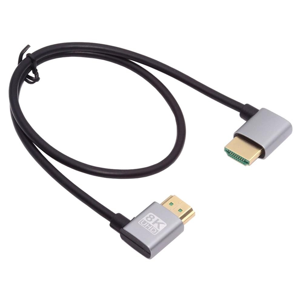 Cabo HDMI 2.1 NFHK Ultra Fino 8K 4K 48Gbps - Ângulo Reto 90° Flexível para PC e HDTV