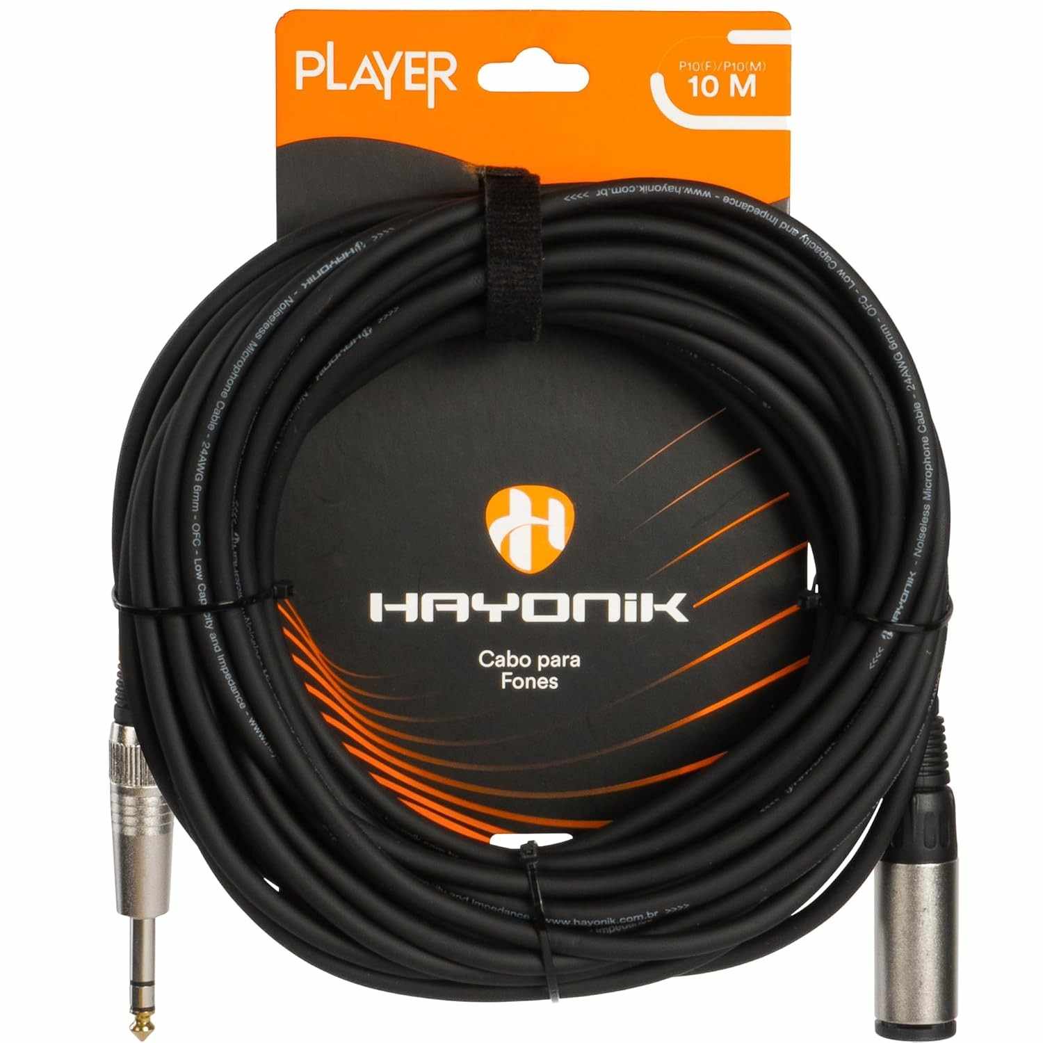 Cabo Extensor P10 Macho para P10 Fêmea Hayonik Player 10M - Som Profissional Ampliado