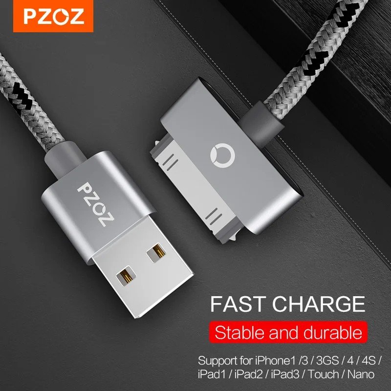 Cabo iPhone 30 Pin PZOZ: Carregue Rápido e Sincronize!