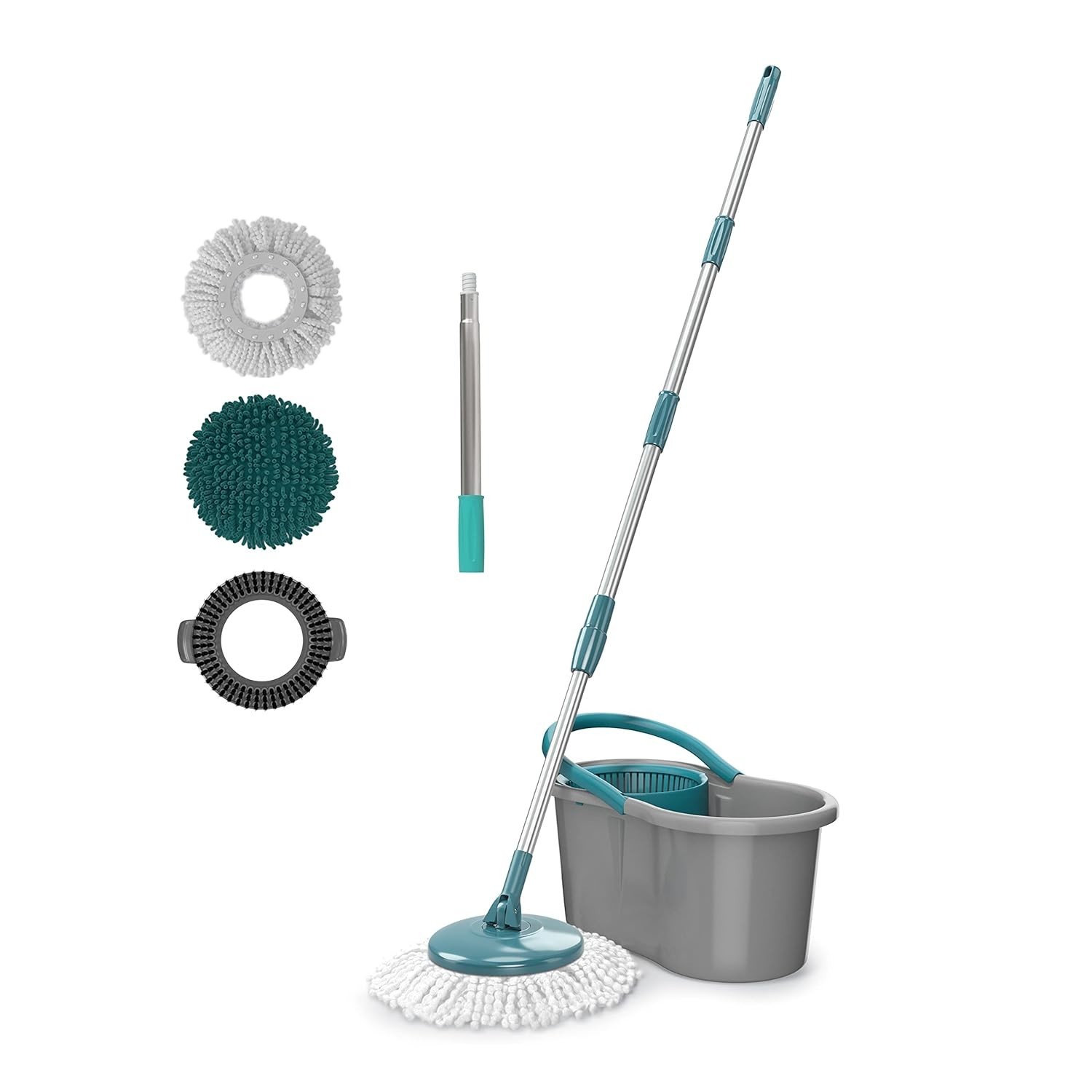 Kit Mop Giratório Fit + 3 Refis Extras + Cabo Extensor - Limpeza Inteligente e Prática