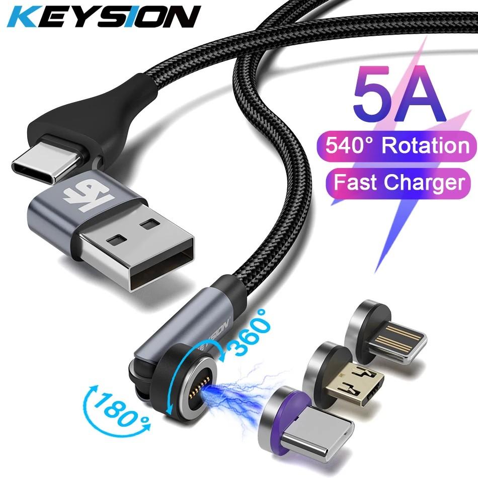 Cabo Magnético KEYSION 540°: Carregamento Rápido 5A