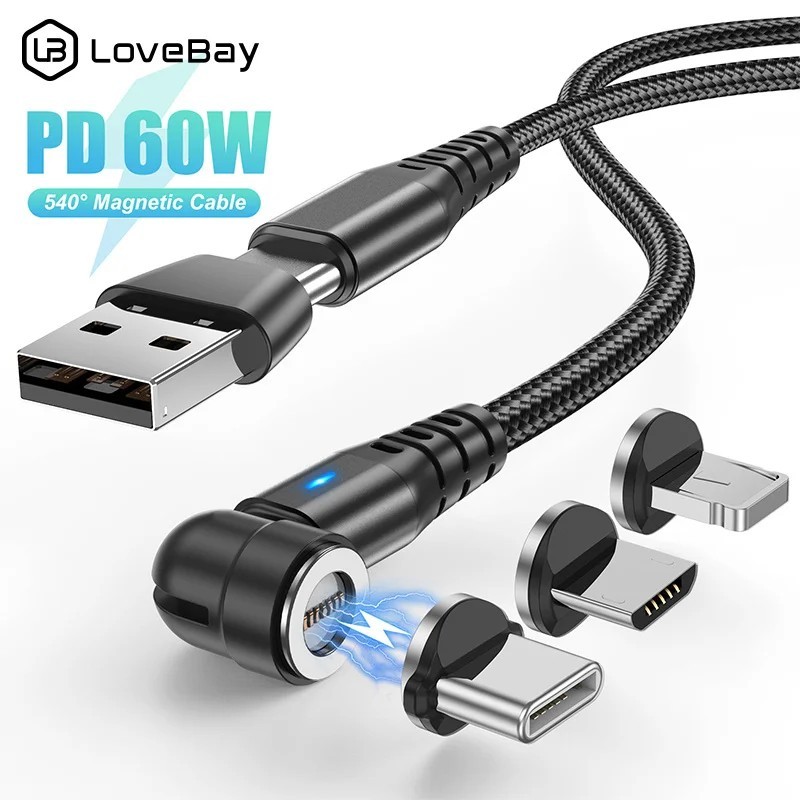 Cabo Magnético Lovebay 60W: Carregue Rápido!